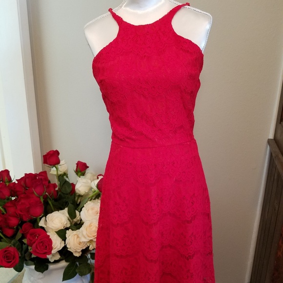 *SOLD*Halter Red lace Dress xs NWT - Picture 2 of 10